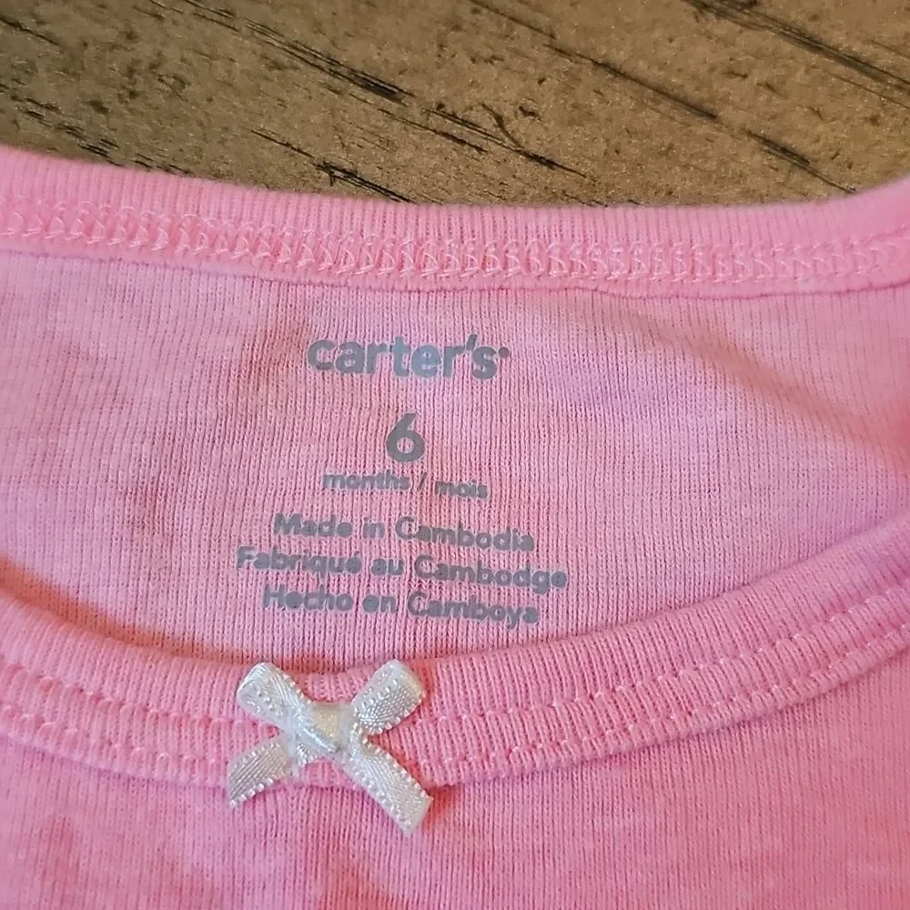 Carter's Pink Top with White Bow Accent And Shorts 3-6 Month